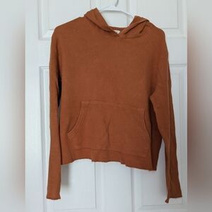 Pact Women's Orange Hoodie Sweatshirt Waffle knit With Pocket Size Small GUC